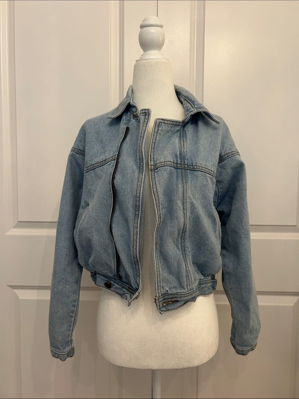 Brandy Melville Light Blue Denim Zip Jacket
